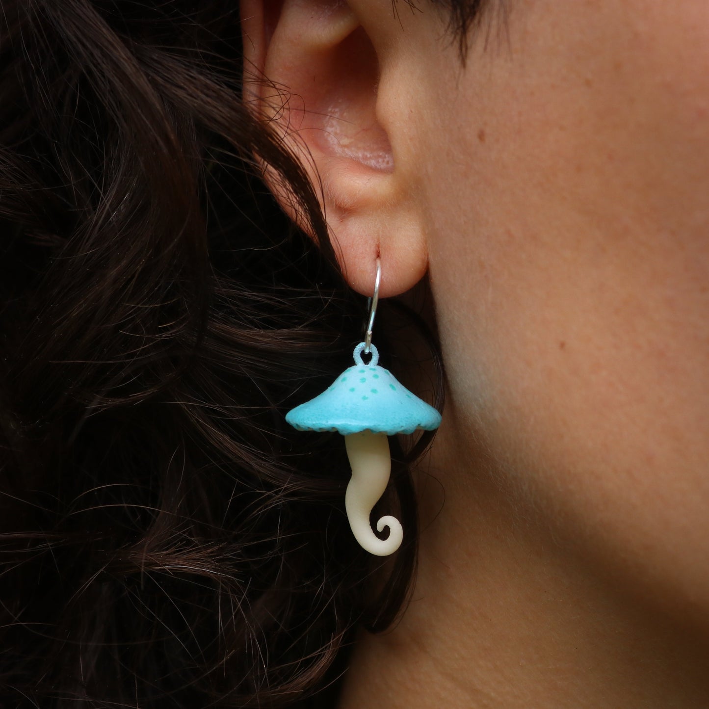 Polymer Clay Blue Ombre Mushroom Earring