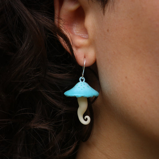 Polymer Clay Blue Ombre Mushroom Earring
